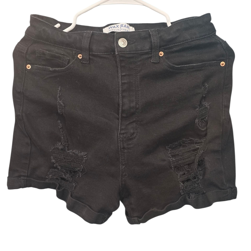 Wax Jean Black Distressed Women Shorts